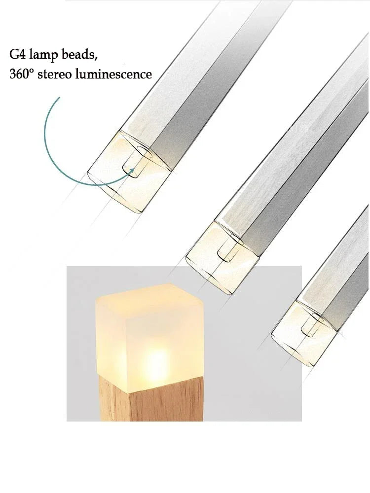 Wood LED Pendant Light 7W hang lamp dining/living room Kitchen Island Shop bar cafe droplight Long Tube nordic pendant lights