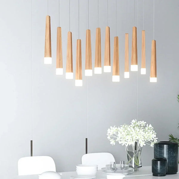 Wood LED Pendant Light 7W hang lamp dining/living room Kitchen Island Shop bar cafe droplight Long Tube nordic pendant lights