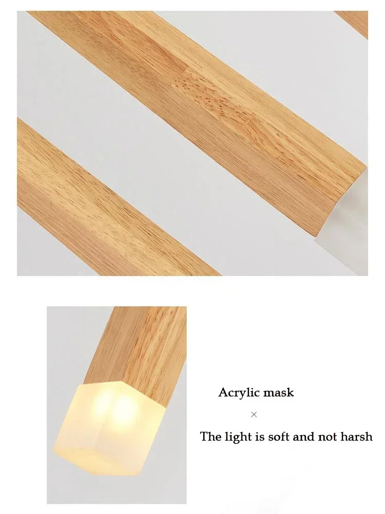 Wood LED Pendant Light 7W hang lamp dining/living room Kitchen Island Shop bar cafe droplight Long Tube nordic pendant lights