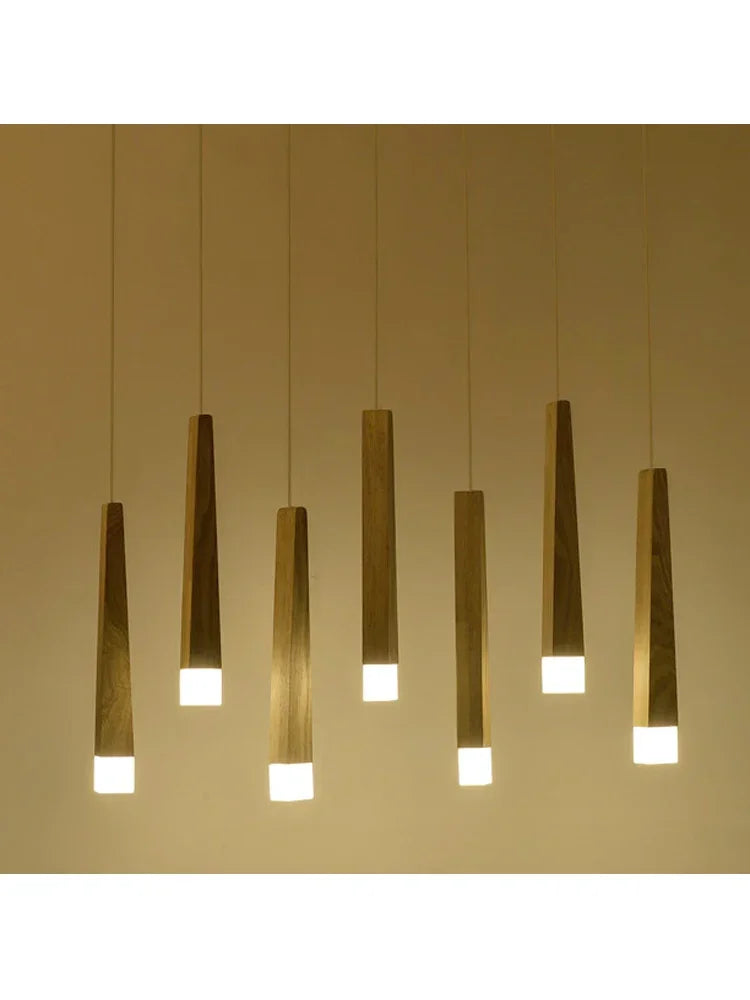 Wood LED Pendant Light 7W hang lamp dining/living room Kitchen Island Shop bar cafe droplight Long Tube nordic pendant lights